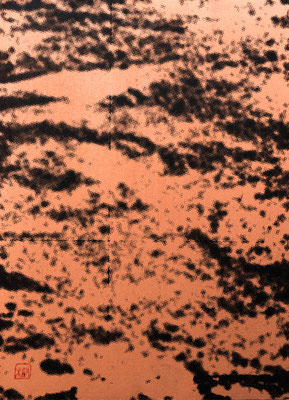 empty #22 / 2018 year / cloth, silk screen print, acrylic pigment, mineral pigment, nikawa ,Chinese ink / H33.3 × W24.2 cm