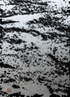 empty #21 / 2018 year / cloth, silk screen print, acrylic pigment, mineral pigment, nikawa ,Chinese ink / H33.3 × W24.2 cm