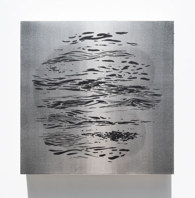empty #81 / 2023 year / cloth, mineral pigment, nikawa, Chinese ink, acrylic pigment / H53.2 × W53.2 × D10.1 cm