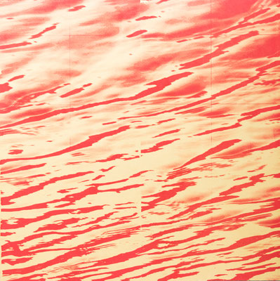 empty #15 / 2017 year / cloth, silk screen print, pearl pigment, nikawa, acrylic pigment / H116.7 × W116.7 cm 