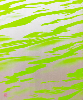 empty #17 / 2017 year / cloth, silk screen print, mineral pigment, nikawa, acrylic pigment
