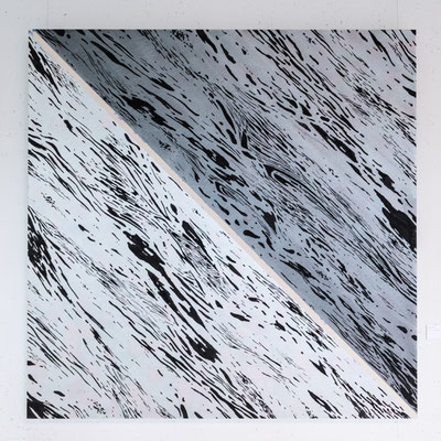 1+(-1)=0 #2 (empty #63) / 2022 year / cloth, pigment base, mineral pigment, nikawa, Chinese ink / H116.8 × W116.8 × D5 cm