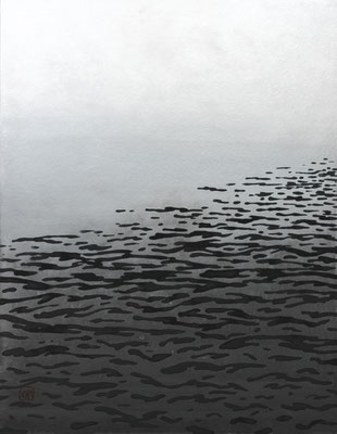 empty #54 / 2021 year /  cloth, mineral pigment, nikawa, Chinese ink / H41 × W31.8 cm 