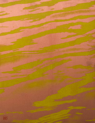 empty #16 / 2017 year / cloth, silk screen print, copper powder, nikawa, acrylic pigment 