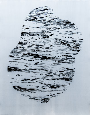 form #1 (empty #56) / 2021 year /  cloth, mineral pigment, nikawa, Chinese ink / H116.7 × W91 cm / Private collection