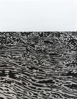 landscape #7 (empty #37)/2019年/綿布、岩絵具、膠、アクリル絵具/H18 × W14 cm