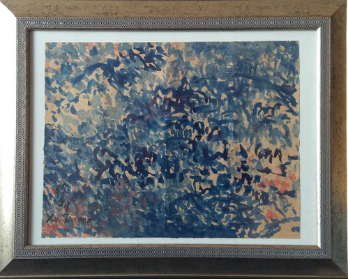 Blue 3 by Ji Xu ink and colours on paper with frame 880€