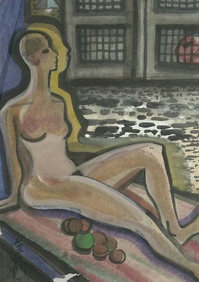 "LADY IN THE ROOM" 1992 BY JI XU (1963-2014) 28,5 X 39CM INK AND COLOURS ON PAPER 1.360,00€ 