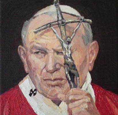 Papst Johannes II  30x30cm oil on canvas by JI XU (1863-2014) Special Offer 1.520,00€