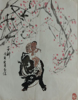 Junge mit Flöte und Büffel von Kuang Xu 1.550.00€
