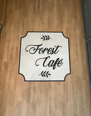 Tapis enseigne commerce mosaïque