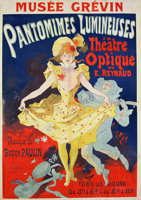 Manifesto per la prima proiezione pubblica delle pantomime luminose del 1892
