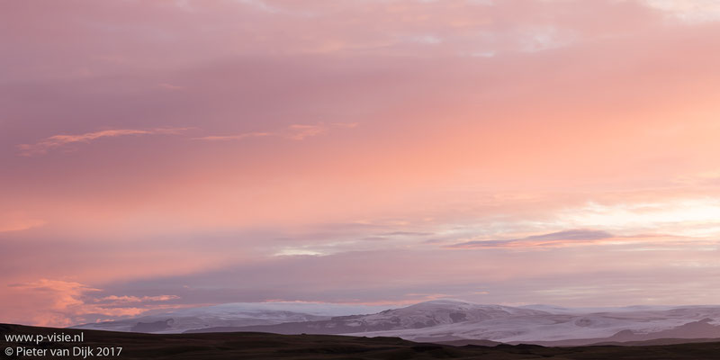 Zonsondergang boven de  Mýrdalsjökull gletsjer