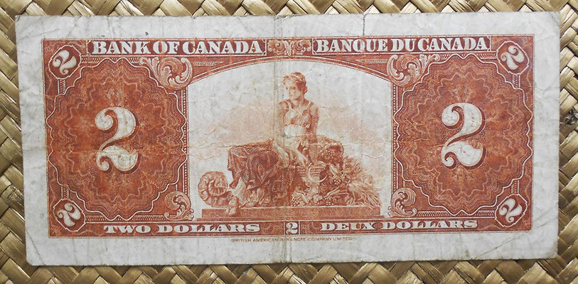 Canada 2 dollars 1937 pk.59c reverso