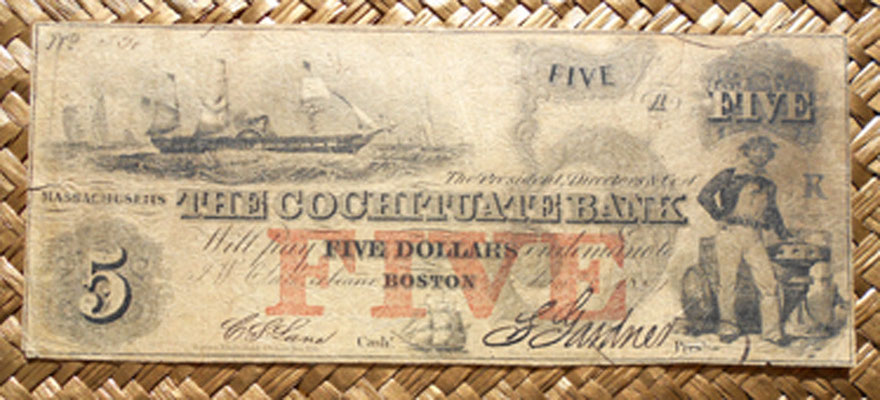 Massachusetts 5 dólares 1853