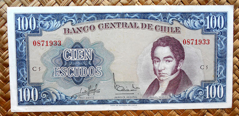 Chile 100 escudos 1967-70 anverso