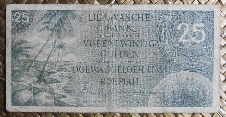 Indias Orientales Holandesas 25 gulden 1946 (148x74mm) pk.91 anverso