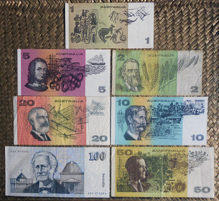 Australia 1ª serie decimal -$ '70-'90 s.XX reversos