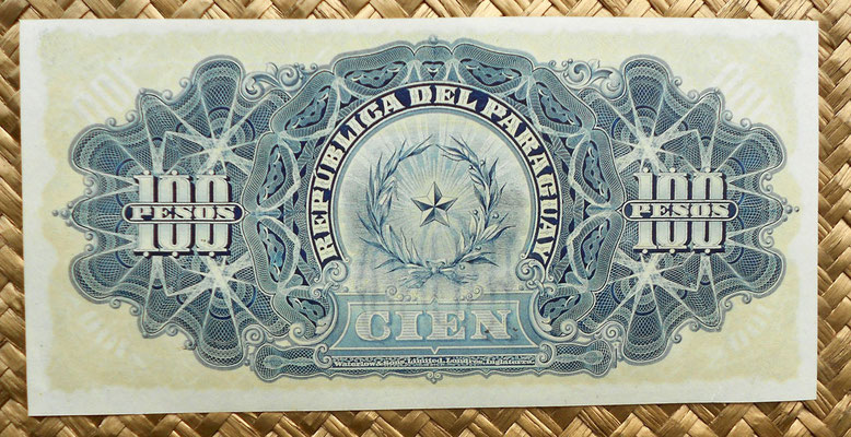 Paraguay 100 pesos 1907 reverso