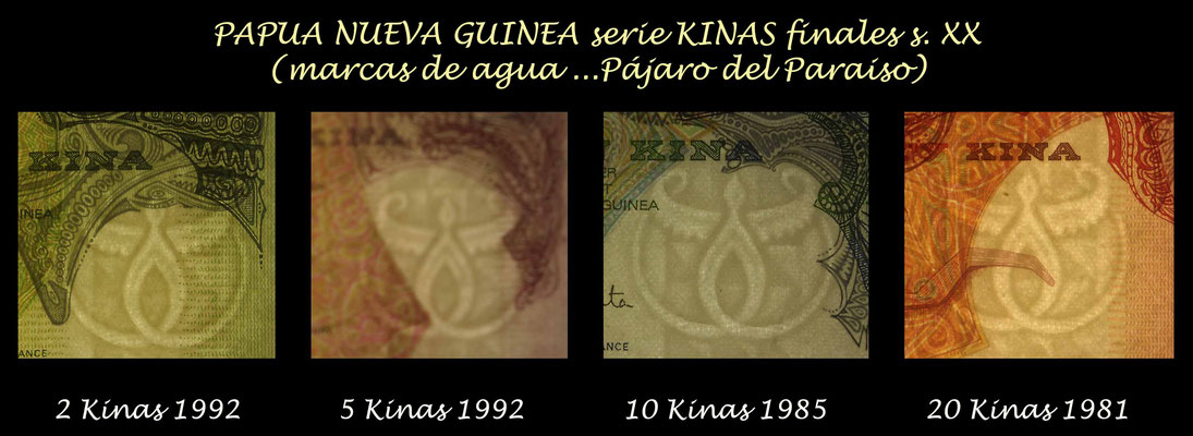 Papua Nueva Guinea serie Kinas finales s. XX marcas de agua
