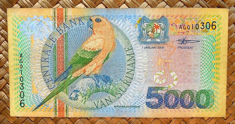 Surinam 5000 gulden 2000 anverso