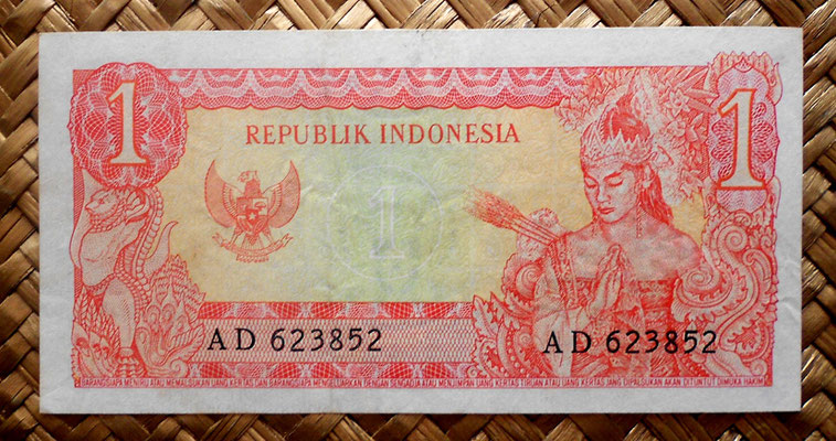 Indonesia 1 rupia 1964 pk. 80b reverso