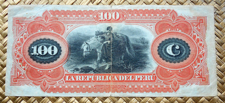 Perú 100 soles 1879 reverso