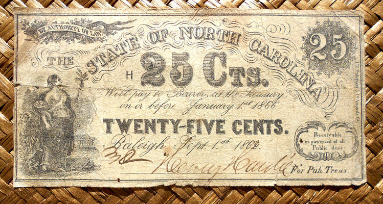Carolina del Norte 25 centavos 1862