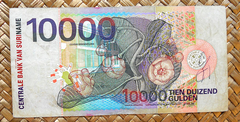 Surinam 10000 gulden 2000 reverso