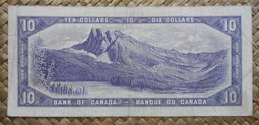 Canada 10 dollars 1954 pk.79b reverso