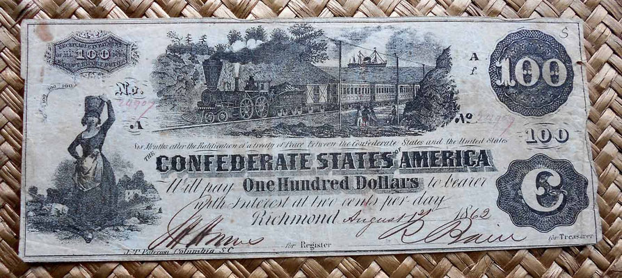 Estados Confederados de América 100 dolar 1862