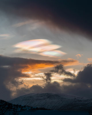 Polare Stratosphärenwolken Perlmuttwolken Arktis Norwegen