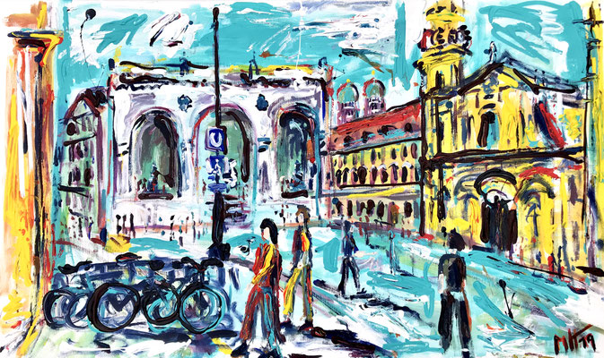 München - Am Odeonsplatz/ Acryl auf Leinwand/ 100cm x 80 cm