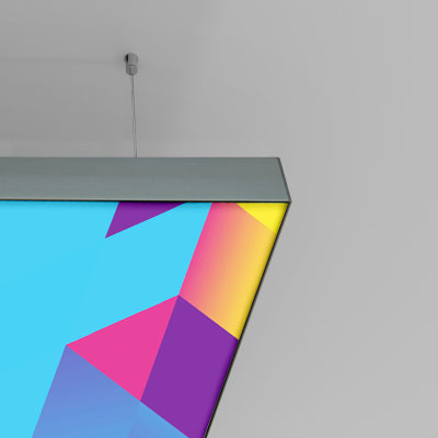 Pixlip-Flat Leucht-Deckenrahmen mit SEG-Textilgrafik mit Digitaldruck