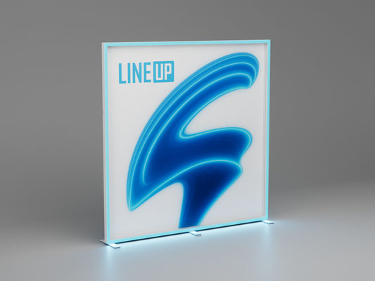 LINEUP Rahmen freistehend mit bedruckter Textilgrafik