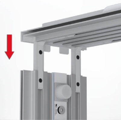 LEDup-Leuchttheke Aufbau Steckverbindung Aluminiumprofile oben