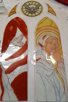 Grisaille : travail en recto verso