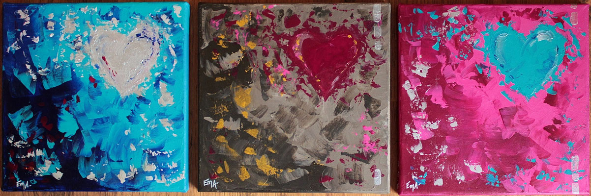 Les 3 petits coeurs 3*30x30