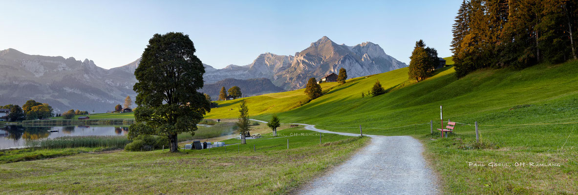 Flachmoorgebiet Schwendi - Blick auf Schafberg und Säntis