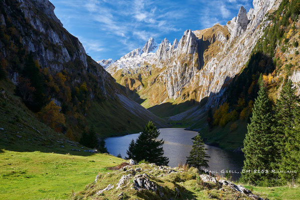 Blick von Bollenwees auf Fählensee und Alpstein mit Altmann - #3442