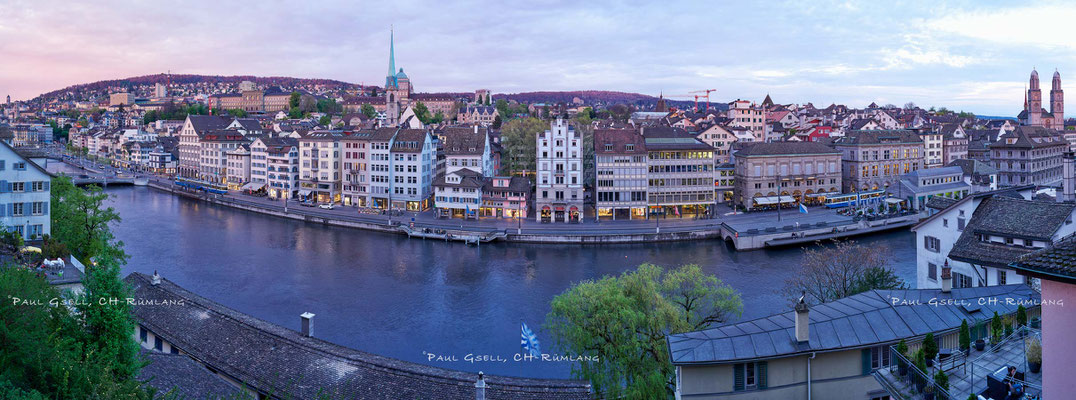 Zürich - Blick vom Lindenhof auf Limmatquai