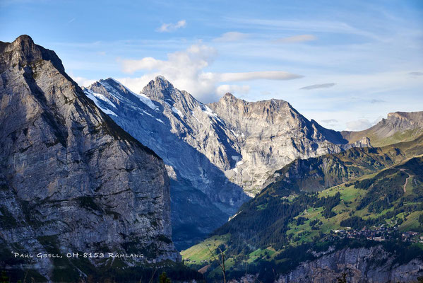 Blick auf die Bergspitzen Tschingelspitz, Gspaltenhorn und Bütlasse