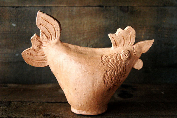 Scultura gallina in terracotta di Castellamonte - cottura a 1010°C