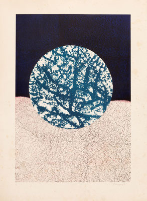 Litografía - collage de J.J. THARRATS VIDAL (Girona, 1918 – Barcelona, 2001)