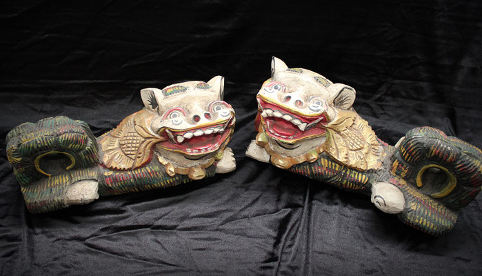 Madera policromada (Foo Lions - Dogs Fu) Polychrome wood (狗福 - 福獅)