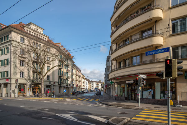 Kreuzung Länggassstrasse/Mittelstrasse.