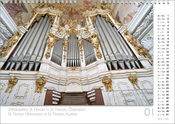 Music gift organ calendar, January.