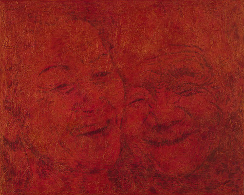 smiling faces IV, 2018, Acryl-Mischtechnik/Leinwand, 120x150 cm (Foto © Christine Schätzlein)