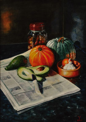 'My Still Life 2'; acrylic on canvas on board, 68 x 50 cm (26.8 x 19.7 inch).