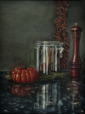 'My StillLife 1'; acrylic on canvas on panel, 54 x 41 cm (21.3 x 16.1 inch).